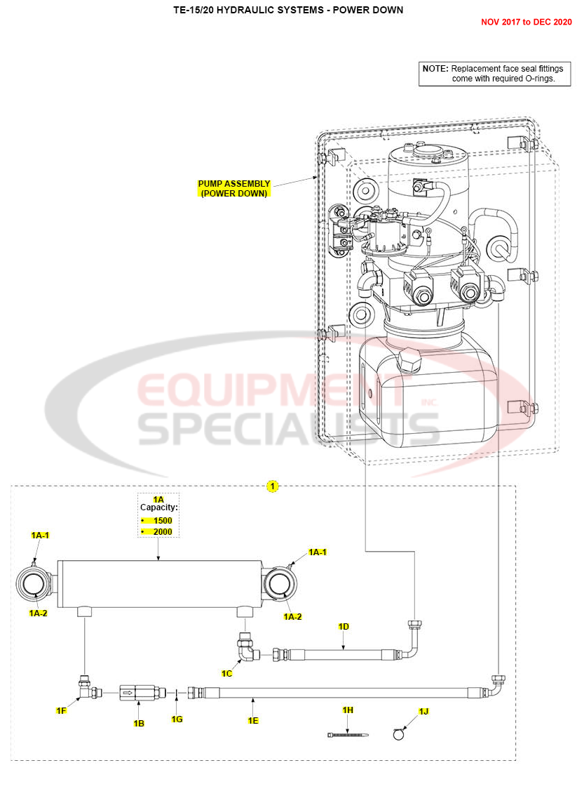 Maxon TE-15/20 Hydraulic Systems Power Down Nov 2017 to Dec 2020 Parts Diagram Breakdown Diagram