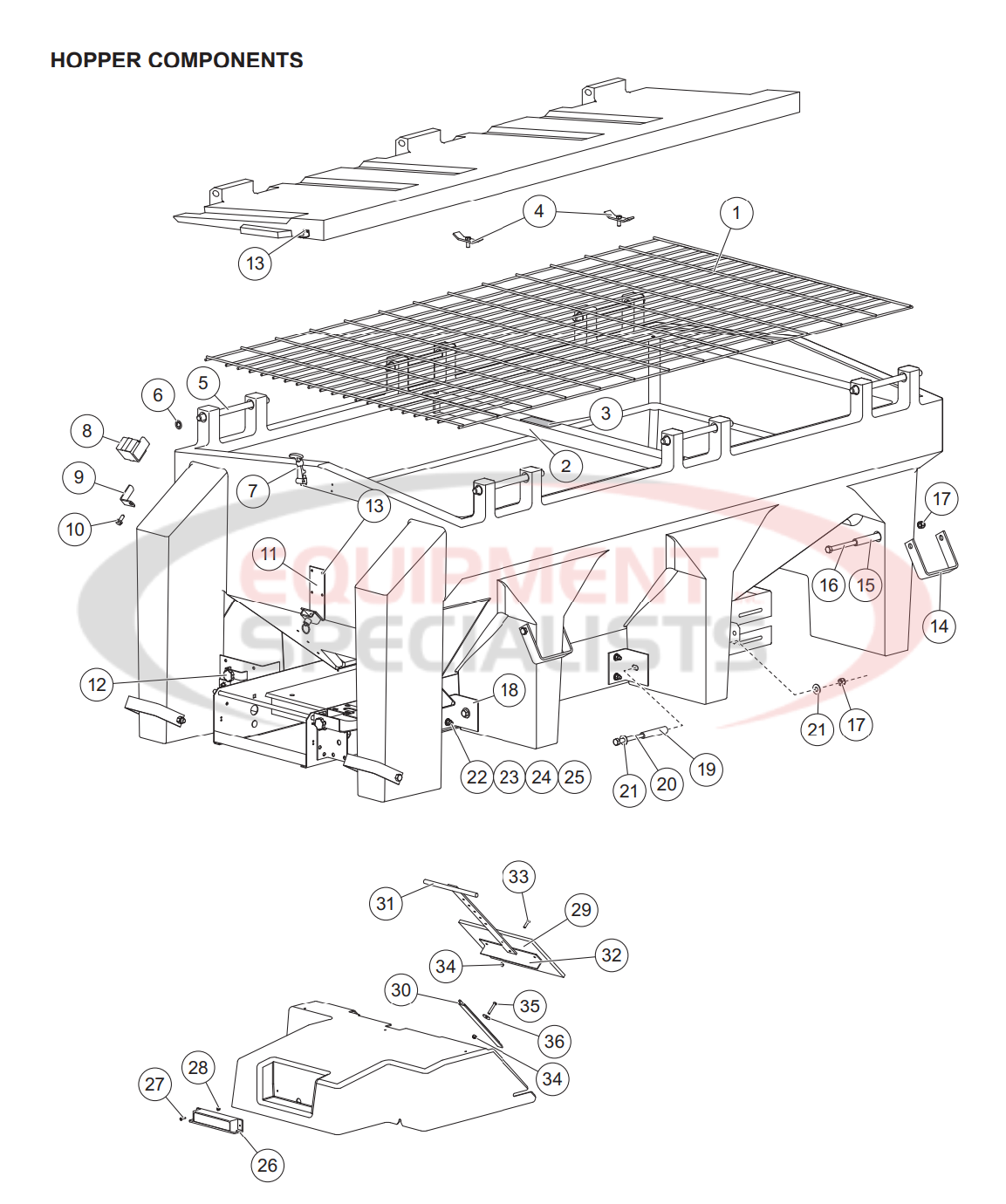 Western Tornado Serial 0712-090224 Hopper Components Parts Diagram Breakdown Diagram