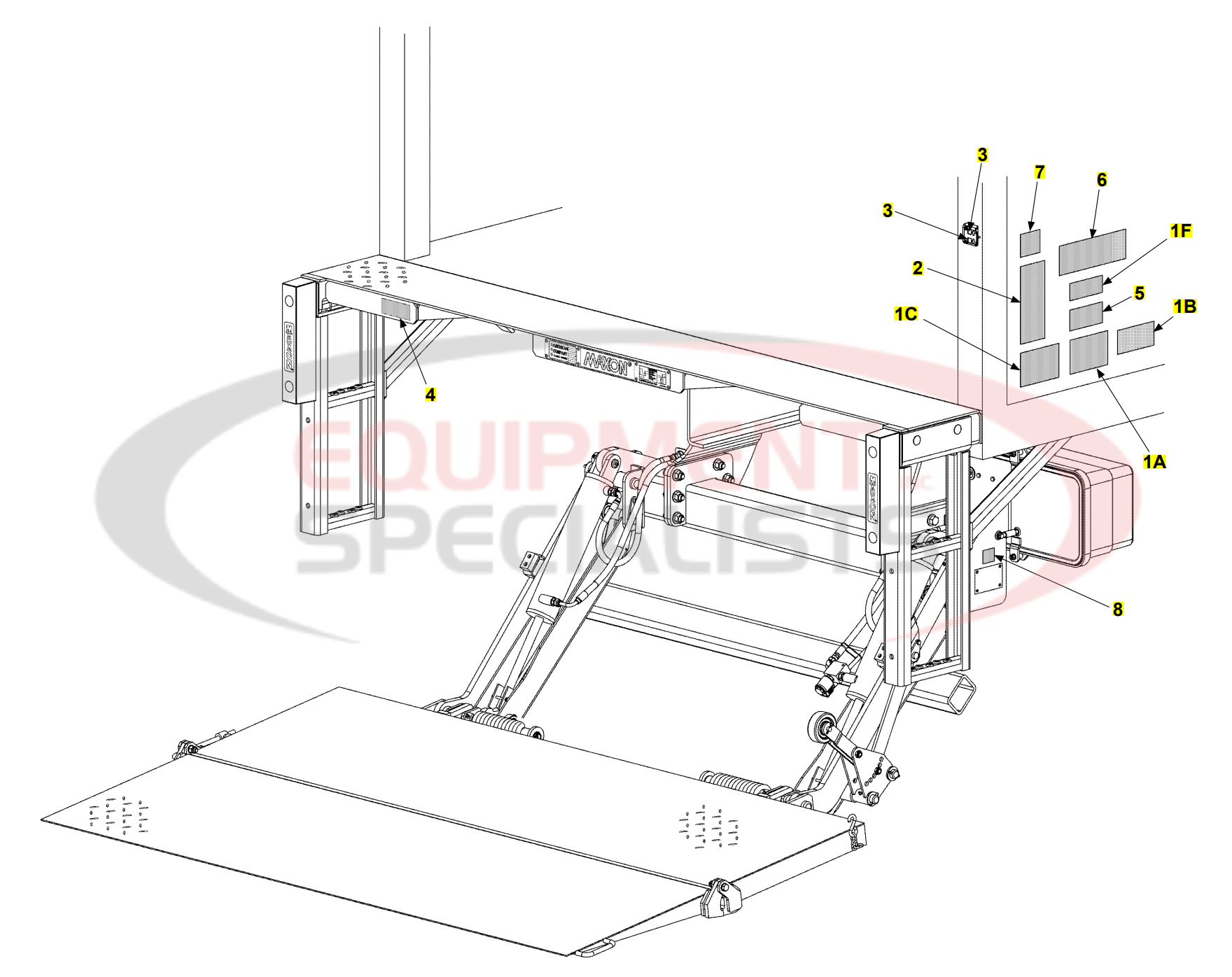 Maxon TE-33 Decals Parts Diagram Breakdown Diagram