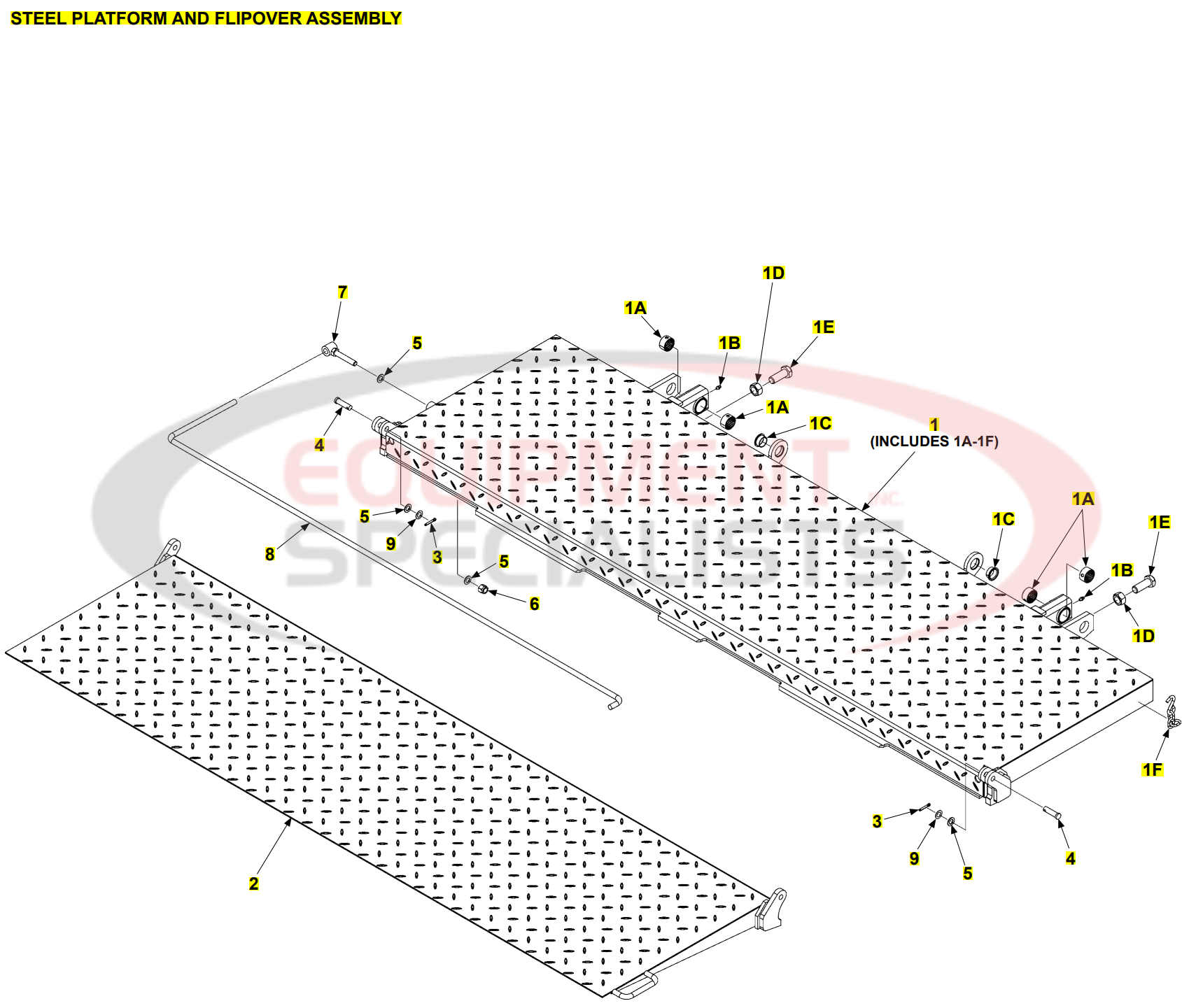 MXT 25 33 Steel Platform and Flipover Assembly Parts Diagram Breakdown Diagram