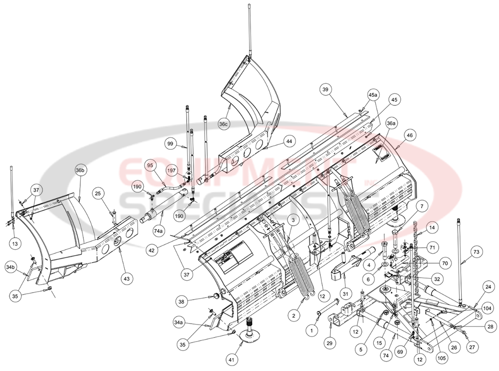 Buyers Snow Dogg XP Moldboard Diagram Breakdown Diagram
