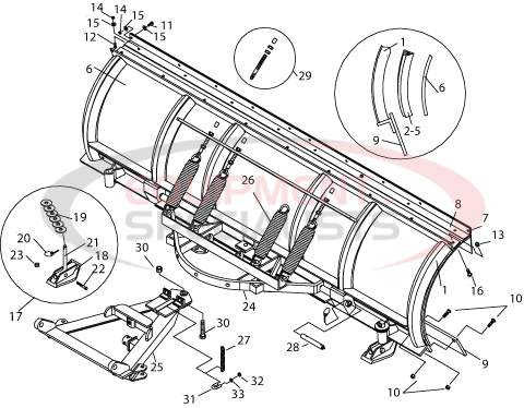 Meyer EZ-Mount Plus C Series Poly Moldboard Diagram Breakdown Diagram