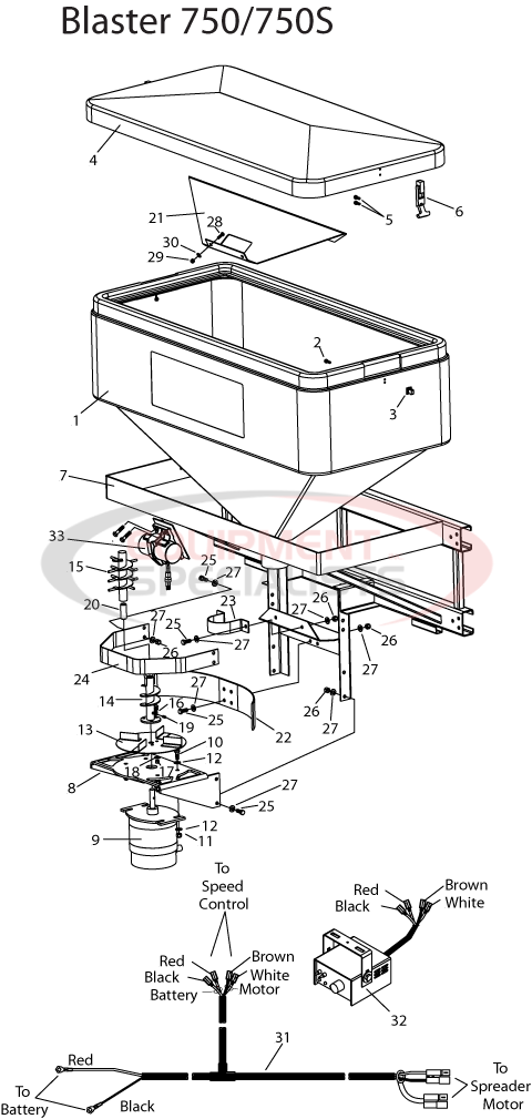 Meyer Blaster 750/750S Tailgate Spreader Diagram Breakdown Diagram