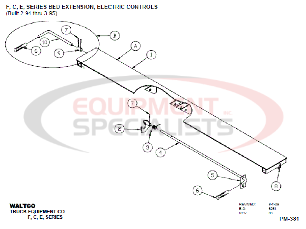 Waltco Bed Extension F, C, E Series Serial # 2-94/3-95 Diagram Breakdown Diagram