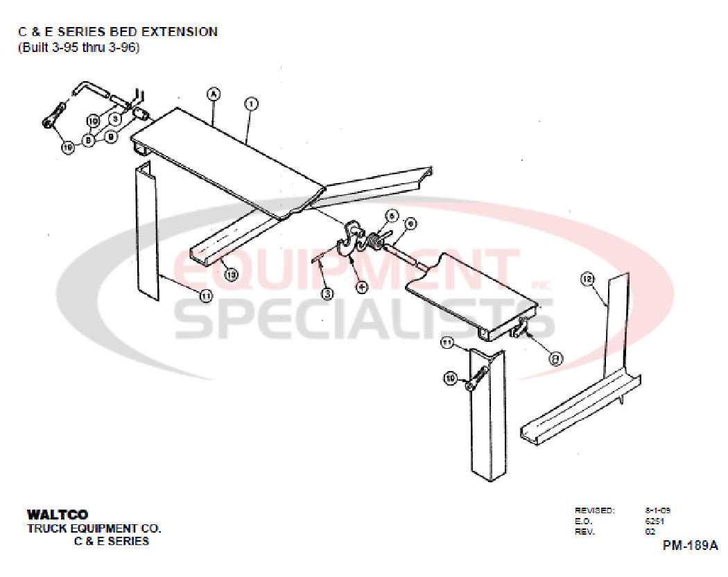Waltco Bed Extension C and E Series Serial # 3-95/3-96 Diagram Breakdown Diagram