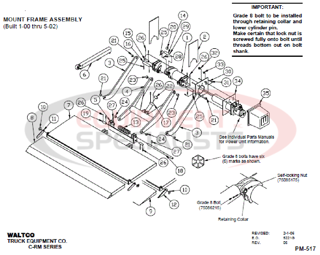 Waltco Mount Frame Assembly PM-517 Diagram Breakdown Diagram