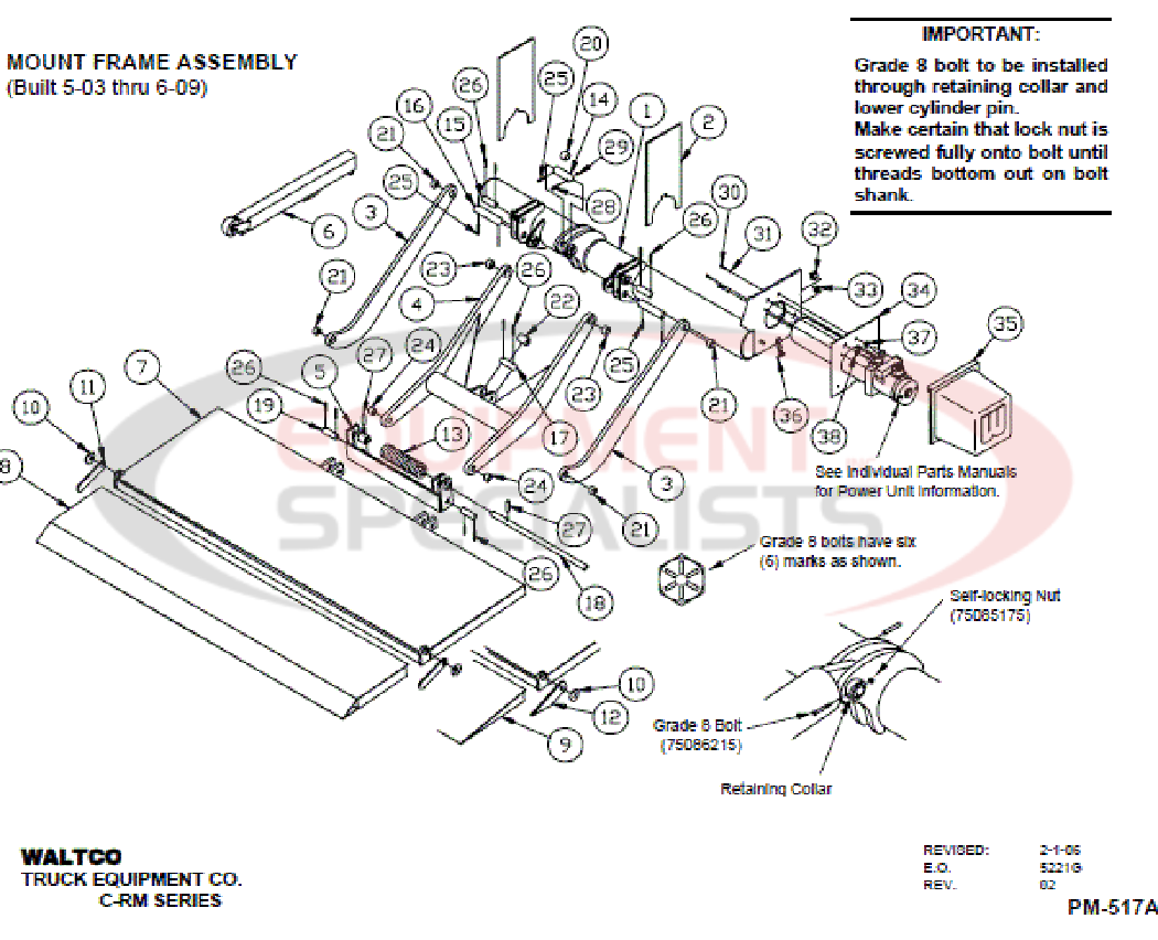 Waltco Mount Frame Assembly PM-517A Diagram Breakdown Diagram
