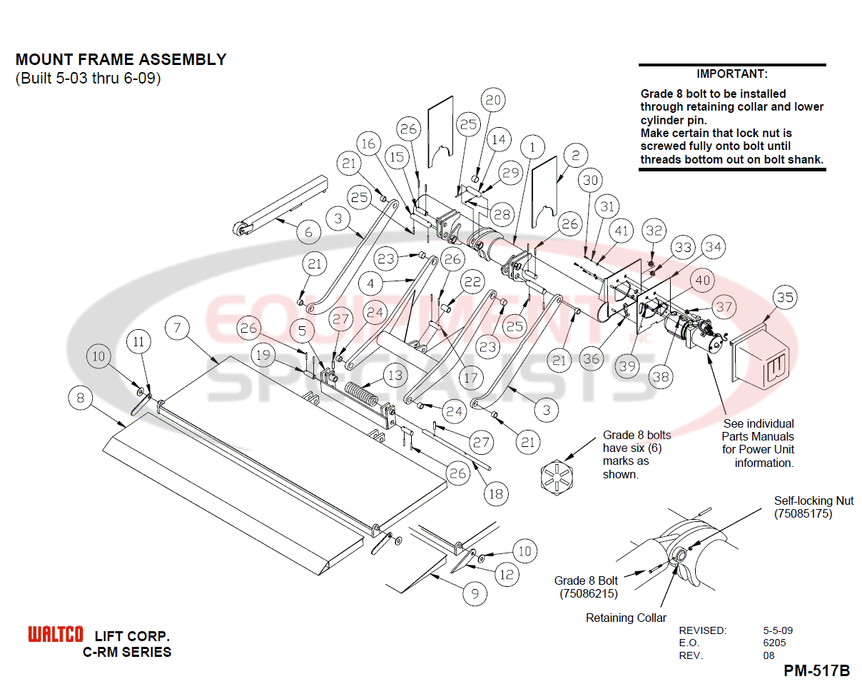 Waltco Mount Frame Assembly PM-517B Diagram Breakdown Diagram