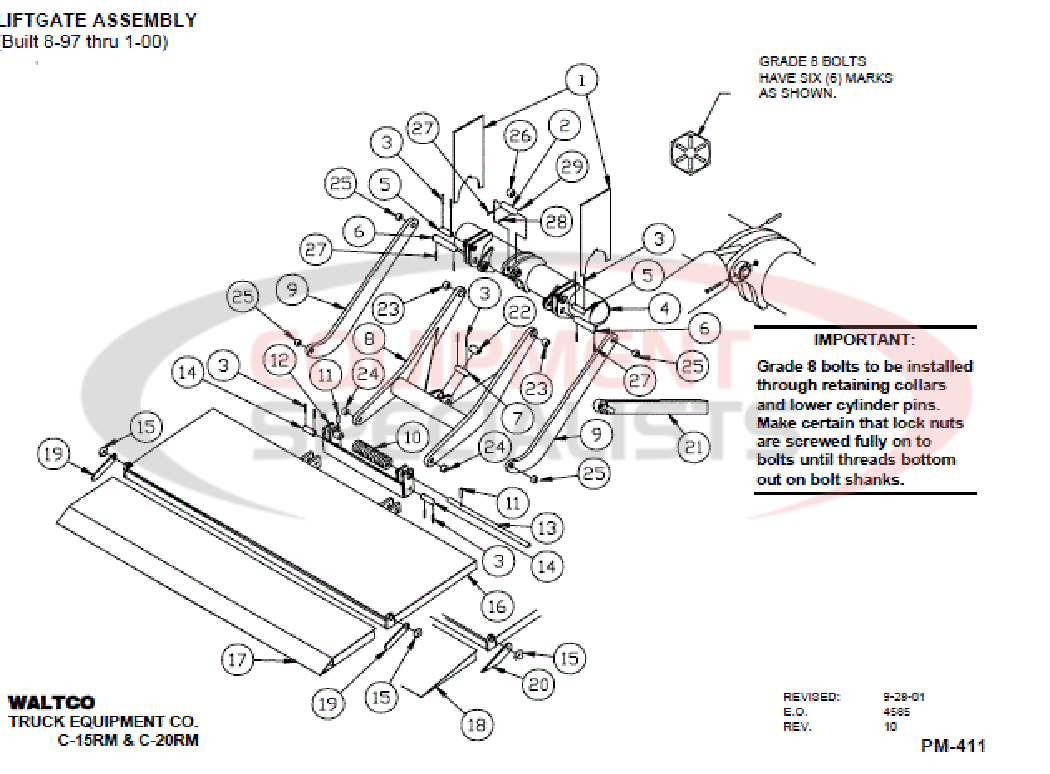 Waltco Liftgate Assembly PM-411 Diagram Breakdown Diagram