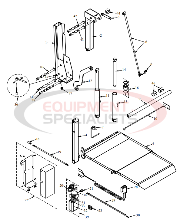 Tommy Gate Cargo Van 650 Lift Gate Parts Diagram Breakdown Diagram