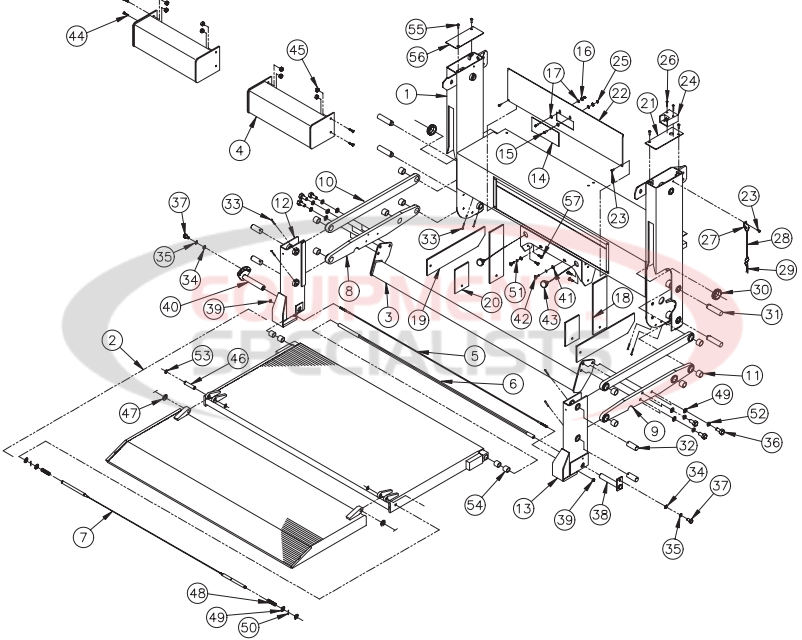 Aluminum 44 inch Deep Platforms with Torsion Assist Diagram Breakdown Diagram
