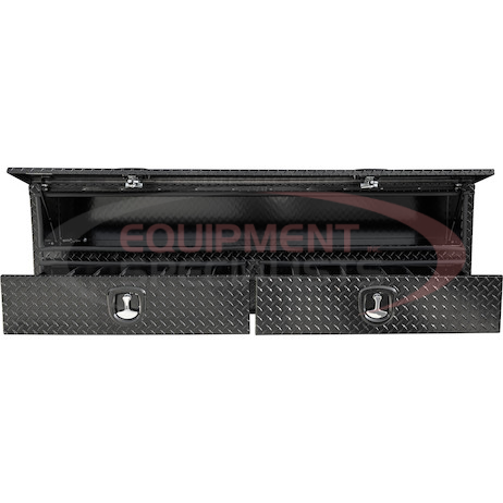 21x18x72 Inch Gloss Black Diamond Tread Aluminum Heavy-Duty Flatbed Contractor With Lower Drawers