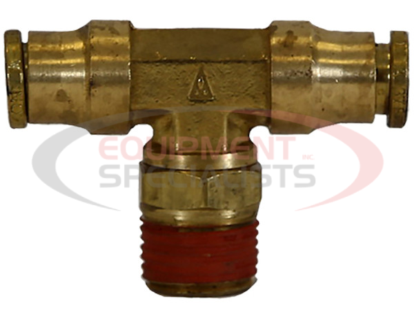 Brass DOT Push-In Swivel Male Branch Tee 1/4 Inch Tube OD x 1/8 Inch Pipe Thread