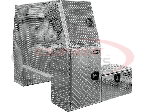 62x54x82 Inch Diamond Tread Aluminum L-Pack Backpack Truck Tool Box with Offset Floor - 16.35 Inch Offset