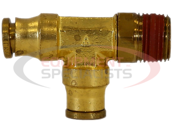 Brass DOT Push-In Swivel Male Run Tee 1/4 Inch Tube O.D. x 1/8 Inch Pipe Thread
