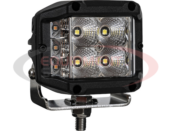 4 Inch Wide LED Flood Light with Strobe - Square Lens