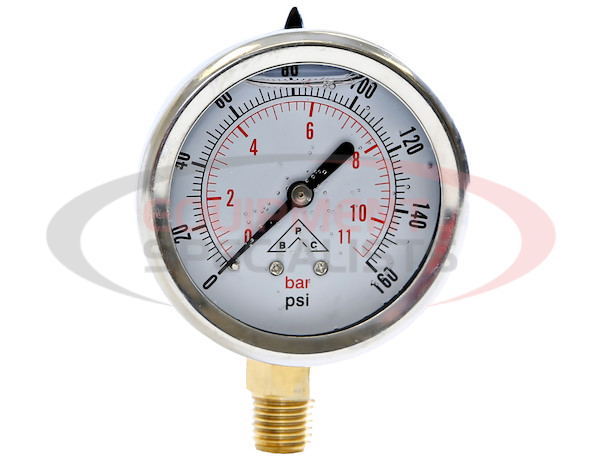 SILICONE FILLED PRESSURE GAUGE - STEM MOUNT 0-500 PSI