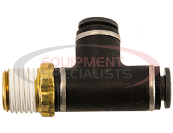 Brass/Poly DOT Push-In Swivel Male Run Tee 1/4 Inch Tube O.D. x 1/8 Pipe Thread