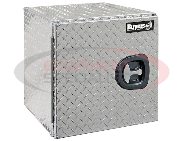 24x24x24 Inch Diamond Tread Aluminum Underbody Truck Box - Single Barn Door, Compression Latch