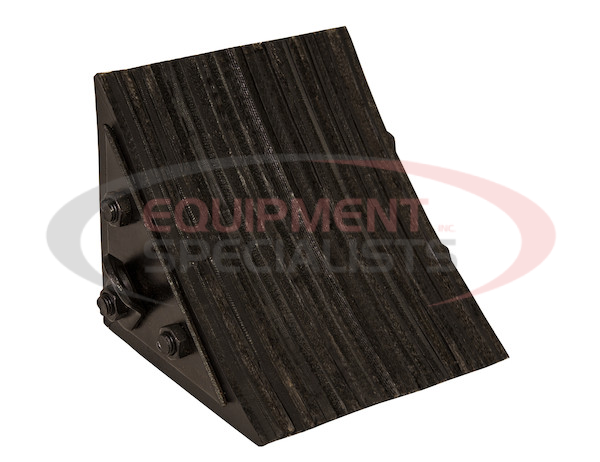 Heavy Duty Rubber Wheel Chock with Retaining Bracket for Chains 8.75x8x8 Inch