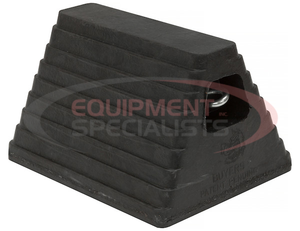 Heavy Duty Rubber Wheel Chock with Recessed Chain Eye 10x8x6 Inch