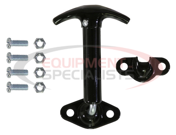 Spring-Loaded 90? Hood Catch with Keeper and Hardware - Black Enamel Finish