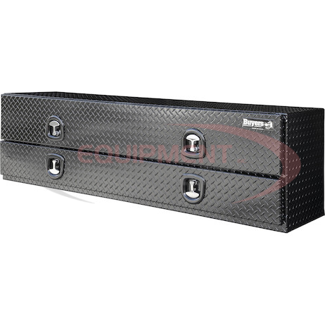 21x18x72 Inch Gloss Black Diamond Tread Aluminum Heavy-Duty Flatbed Contractor With Lower Door