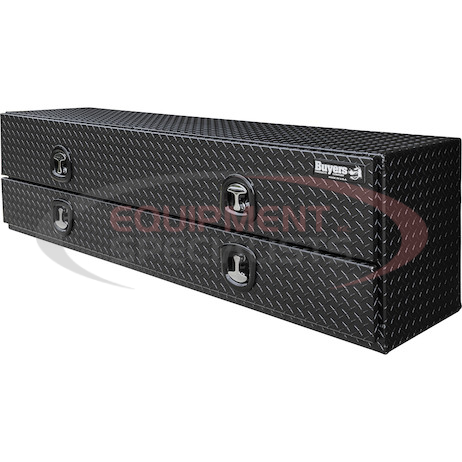 21x18x72 Inch Textured Matte Black Diamond Tread Aluminum Heavy-Duty Flatbed Contractor With Lower Door