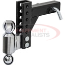 Adjustable Dual Ball Hitch with 2" &amp; 2-5/16" Towing Balls for 2" Hitch Receivers - 5" Drop