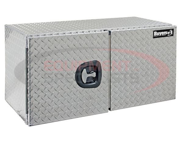 18x18x48 Inch Diamond Tread Aluminum Underbody Truck Box - Double Barn Door, 3-Point Compression Latch
