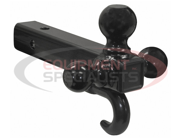 Tri-Ball Hitch Tubular Shank With Black Balls And Recovery Hook