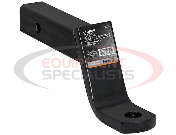 2 Inch Ball Mount With 6 Inch Drop x 10 Inch Long Tube Black