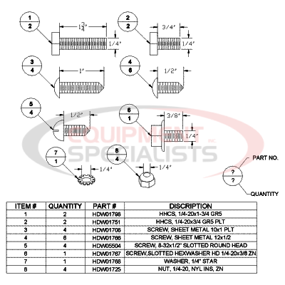 FASTENER KIT, CONTROL KITS