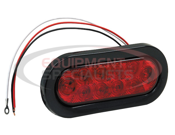 6 Inch Red Oval Stop/Turn/Tail Light With 10 LEDs (PL-3 Connection) - Bulk