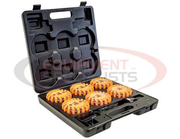4 Inch Round Rechargeable Strobe/Flare Kit with 6 Flares And Charging Case