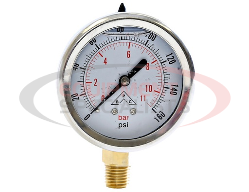 (Buyers) [HPGS100] Silicone Filled Pressure Gauge - Stem Mount 0-100 PSI