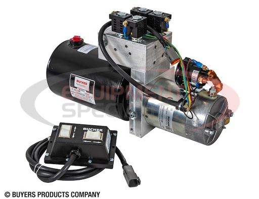 (Buyers) [PU3593LR] 4-Way/3-Way DC Power Unit-Electric Controls Horizontal 0.75 gallon Reservoir