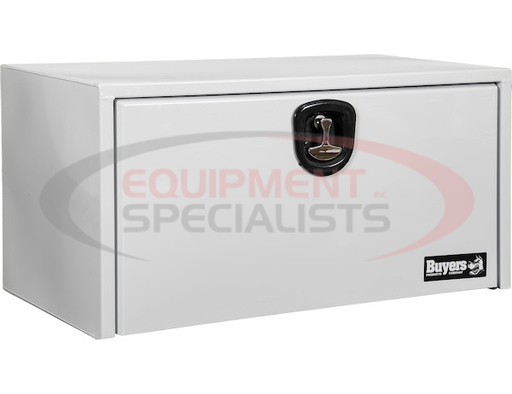 (Buyers) [1702406] 18x18x36 Inch White Steel Underbody Truck Box with Built-in Shelf - 3-Point Latch