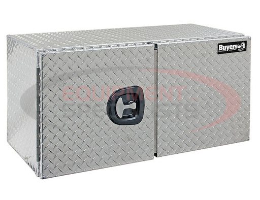 (Buyers) [1705210] 18x18x48 Inch Diamond Tread Aluminum Underbody Truck Box - Double Barn Door, 3-Point Compression Latch