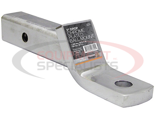 (Buyers) [1803006] 2 Inch Ball Mount With 2 Inch Drop x 8 Inch Long Tube Chrome