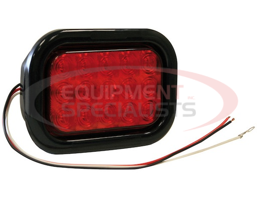 (Buyers) [5625115] 5.375 Inch Red Rectangular Stop/Turn/Tail Light Kit with 15 LEDs (PL-3 Connection, Includes Grommet and Plug)