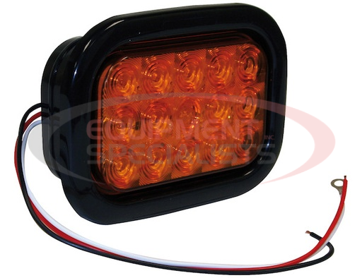 (Buyers) [5625215] 5.375 Inch Amber Rectangular Turn Signal Light Kit with 15 LEDs (PL-3 Connection, Includes Grommet and Plug)